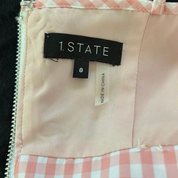 1.STATE Pink Gingham Bubble Hem Dress NWT Size 0 Coquette Cottagecore - Picture 5 of 8